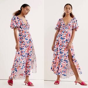 For Love and Lemons Gianna Midi Dress‎ Pink Print